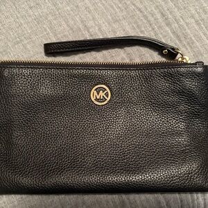 Michael Kors Black Pebbled Leather Wristlet